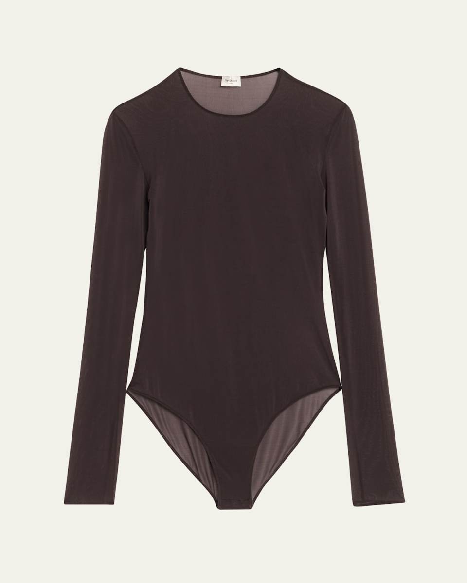 Sheer Knit Long-Sleeve Bodysuit